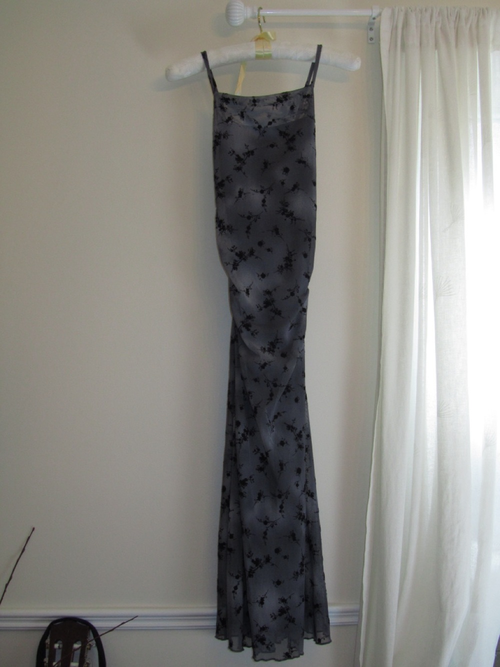 Mesh Charcoal Gray Floral Slip Dress